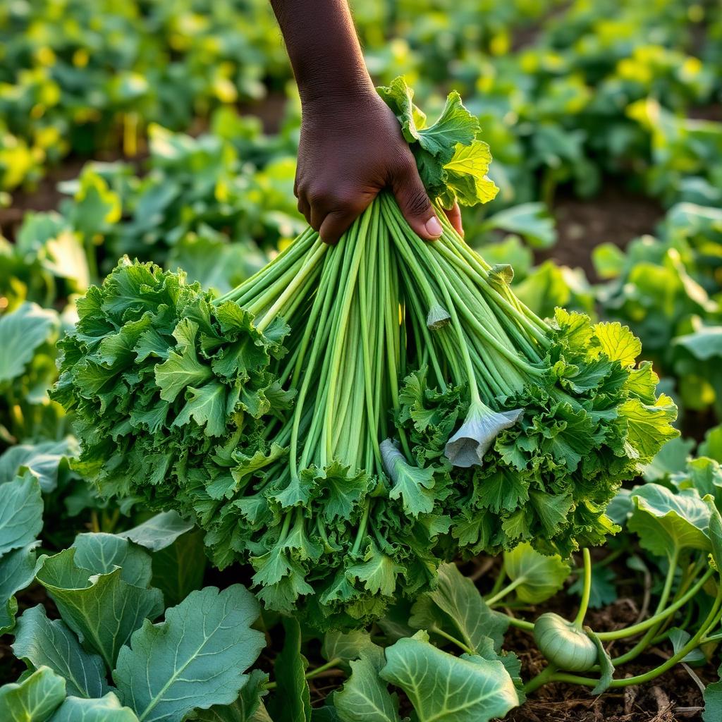 Freshly harvested sukuma wiki bundles